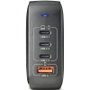 NGS Cargador de Pared GaN 165W con 4 Puertos (3xUSB-C + 1xUSB-A) Negro BUD165W